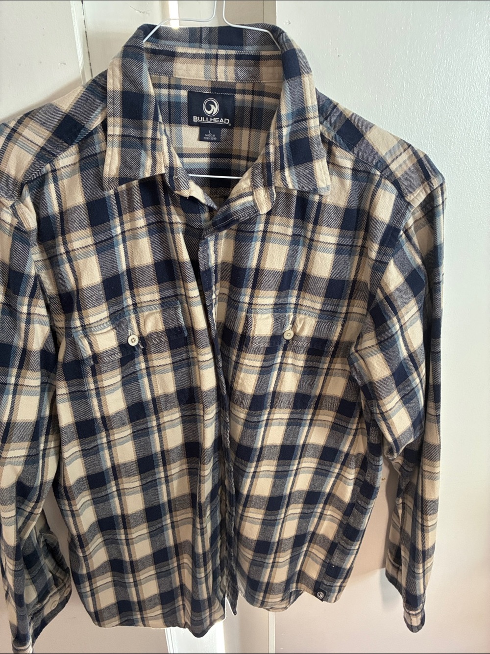 Bullhead Navy & Cream Plaid Button-Up Shirt